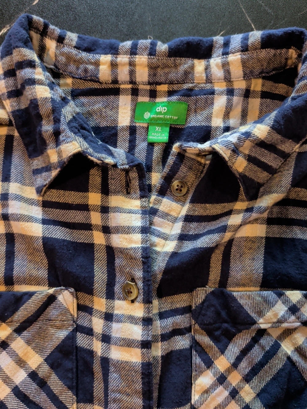 dip Navy and Cream Plaid Button-Down Shirt